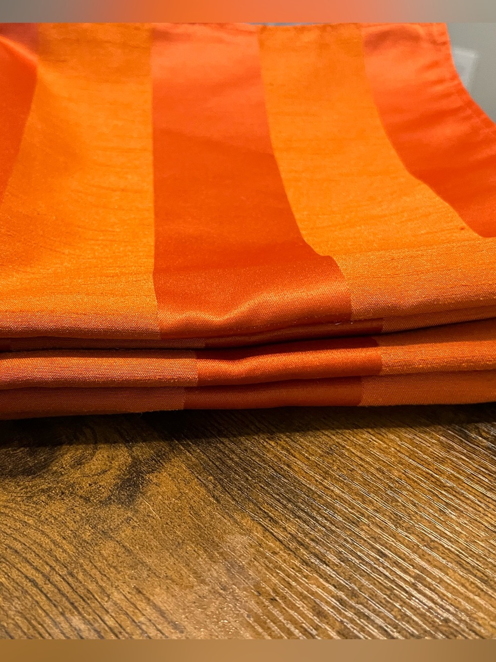 Set of 5 IKEA Henrika Orange Striped Satin Pillow Covers - Picture 3 of 5